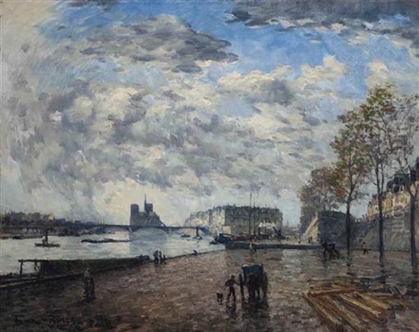 Quai Henri Vi A Paris Oil Painting by Frank Myers Boggs