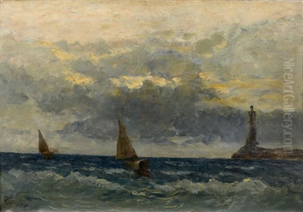 Ciel Gris Sur Le Phare Oil Painting by Frank Myers Boggs