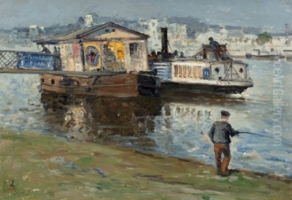 L'embarcadere Sur La Seine, 1886 Oil Painting by Frank Myers Boggs