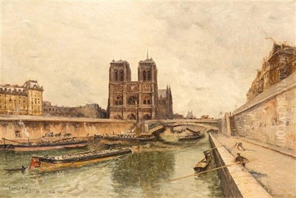 Notre-dame, La Seine Et La Conciergerie Oil Painting by Frank Myers Boggs