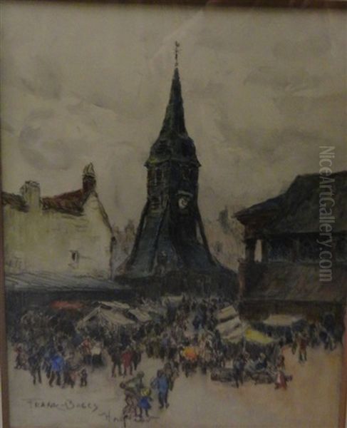 Honfleur, La Place Du Marche Sainte Catherine Oil Painting by Frank Myers Boggs