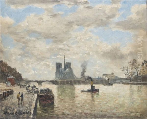 Vue Du Chevet De Notre-dame Et De La Seine, Paris Oil Painting by Frank Myers Boggs