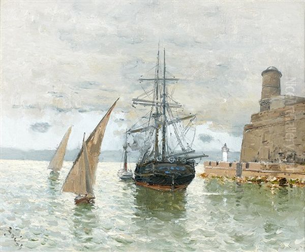 Marseille, La Sortie Du Port Oil Painting by Frank Myers Boggs