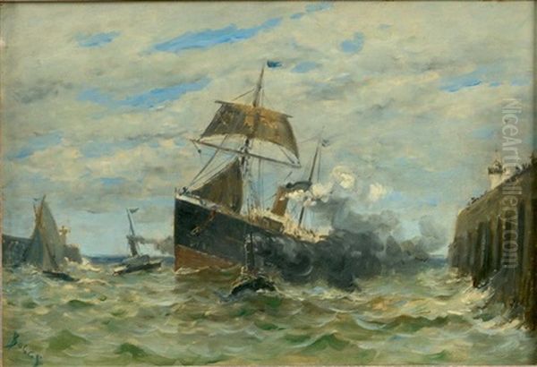 Navires Entrant Au Port Oil Painting by Frank Myers Boggs