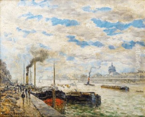 La Seine A Paris Avec La Coupole De L'institut Oil Painting by Frank Myers Boggs