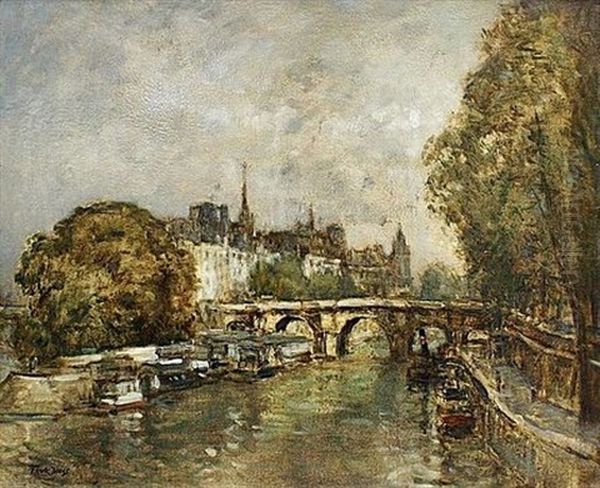 La Cite, Vue Du Pont Des Arts Oil Painting by Frank Myers Boggs