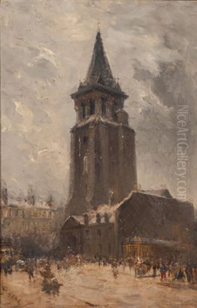 Saint-germain Des Pres En Hiver Oil Painting by Frank Myers Boggs