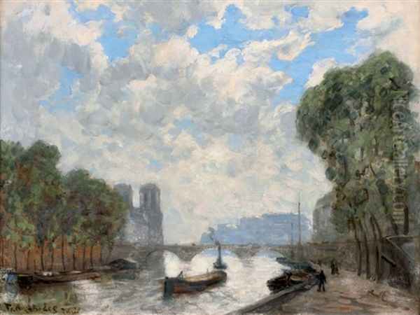 La Seine Au Pont Saint-michel Oil Painting by Frank Myers Boggs