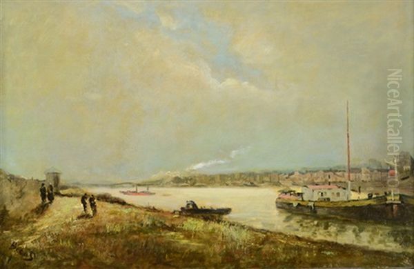 Steam Launch On The River Oil Painting by Frank Myers Boggs