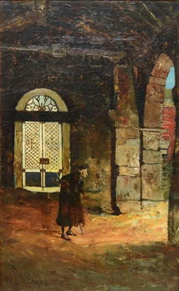 By The Church Door Oil Painting by Frank Myers Boggs