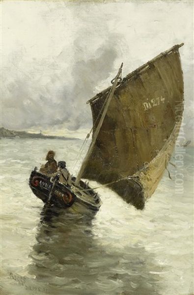 Fischerboot Auf Dem Wasser Vor Dieppe Oil Painting by Frank Myers Boggs