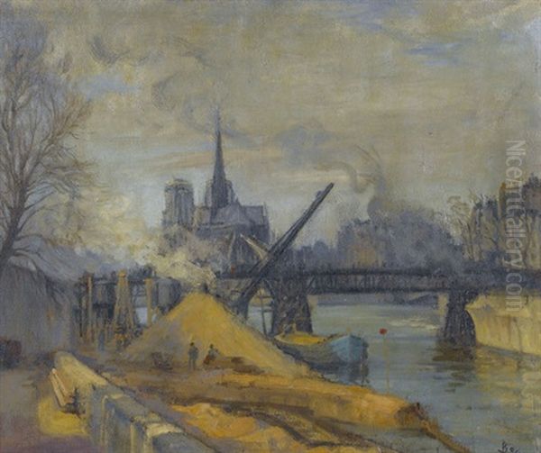 Seineufer Mit Notre-dame Oil Painting by Frank Myers Boggs