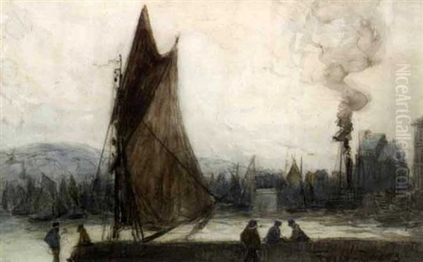 Honfleur Seaport Oil Painting by Frank Myers Boggs