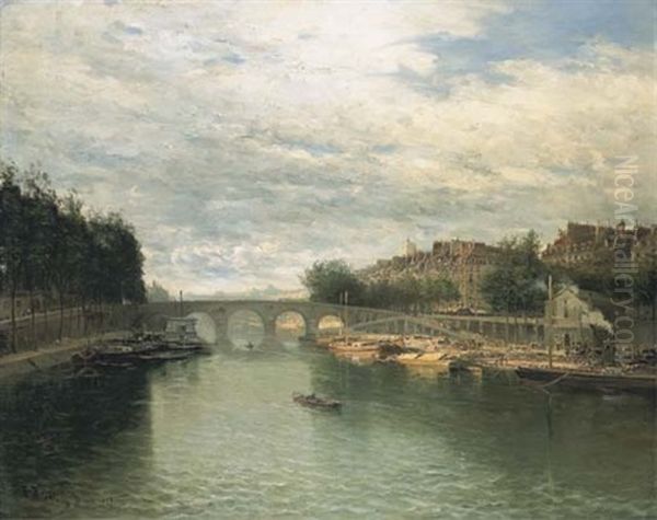 L'ile Saint-louis Et Le Pont Marie Depuis Le Quai Henri Iv, A Gauche Le Quai Des Celestins Oil Painting by Frank Myers Boggs