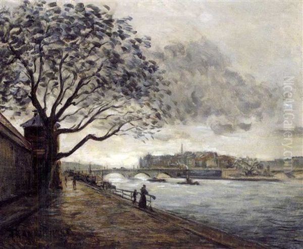 Promeneurs Sur Les Quais De La Seine Oil Painting by Frank Myers Boggs