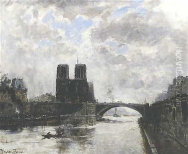 Paris, La Seine, Notre Dame Oil Painting by Frank Myers Boggs