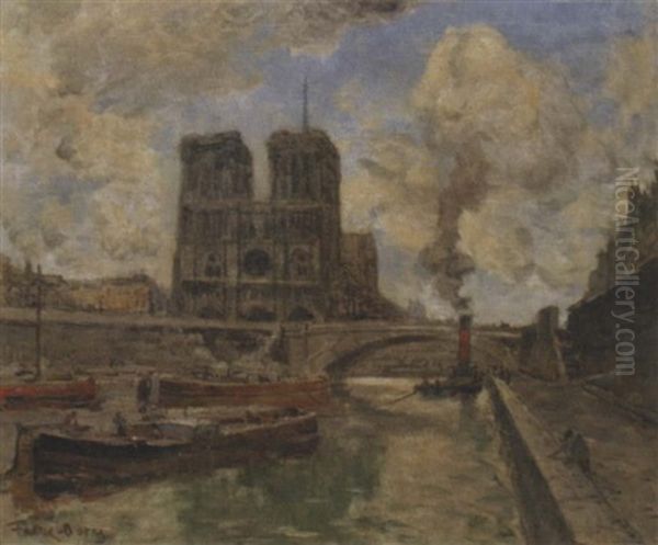 Paris La Seine A Notre-dame Oil Painting by Frank Myers Boggs