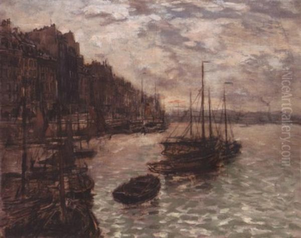 Vue D'un Port De Normandie Oil Painting by Frank Myers Boggs