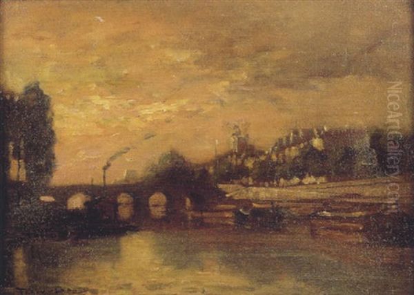 Bord De Seine A Paris Oil Painting by Frank Myers Boggs