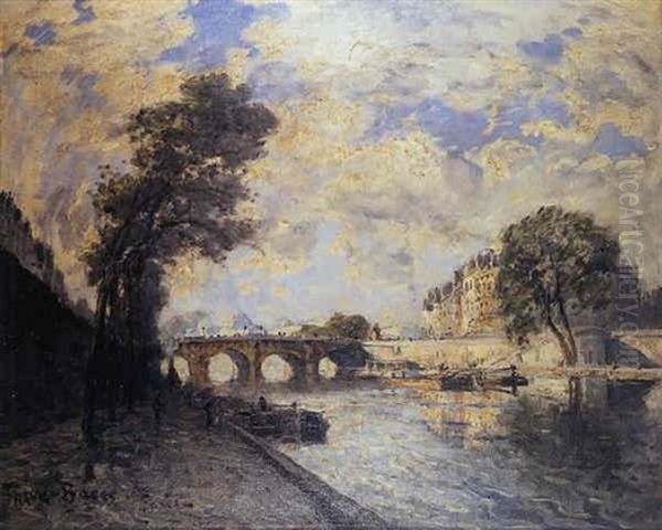 La Seine A Paris, Le Pont-neuf Et L'ile De La Cite Vus Du Quai Des Grands Augustins Oil Painting by Frank Myers Boggs