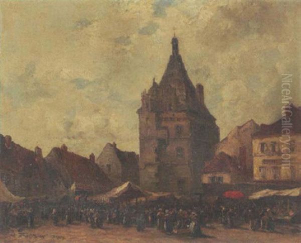 Market Day, Dreux Oil Painting by Frank Myers Boggs