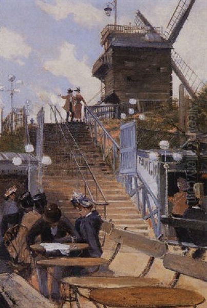 Paris, Le Moulin De La Galette Oil Painting by Frank Myers Boggs