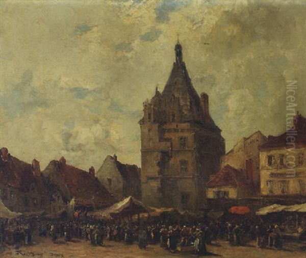 Market Day, Dreux Oil Painting by Frank Myers Boggs