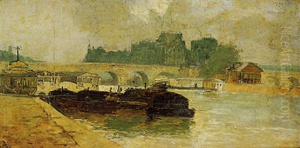 Quai Du Louvre Oil Painting by Frank Myers Boggs