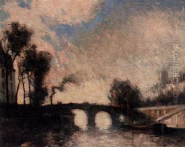 Les Quais De La Seine, Paris Oil Painting by Frank Myers Boggs