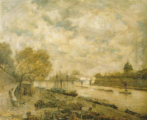 Les Quais De La Seine, Paris Oil Painting by Frank Myers Boggs