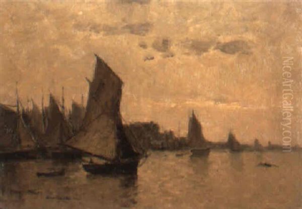 Sailing Boats At Honfleur by Frank Myers Boggs