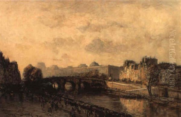 Vue De Paris, Les Bouquinistes Oil Painting by Frank Myers Boggs