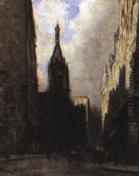 Vue De Paris: Rue Saint-jacques Et Rue Saint S,verin Oil Painting by Frank Myers Boggs