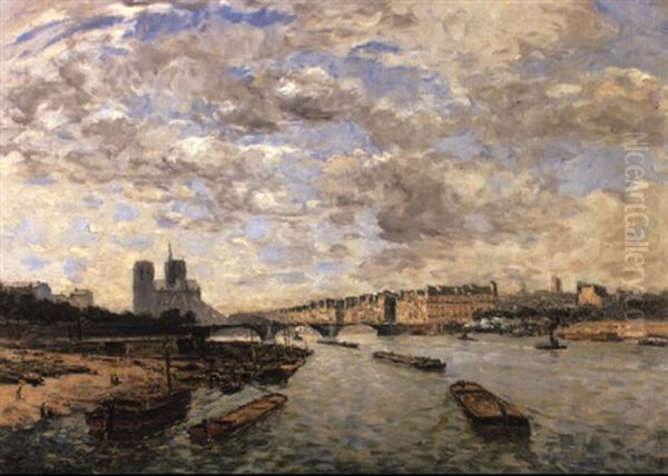 La Seine Vue Du Pont D'austerlitz Oil Painting by Frank Myers Boggs