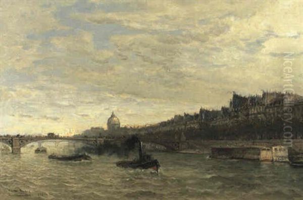 La Seine Et Le Pont Du Carroussel Oil Painting by Frank Myers Boggs