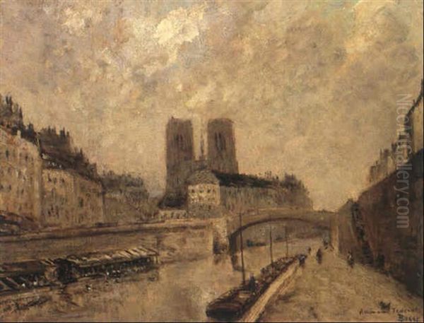 Paris, Notre-dame Et Les Quais Oil Painting by Frank Myers Boggs