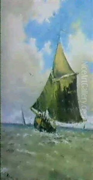 Voilier Au Large D'honfleur Oil Painting by Frank Myers Boggs