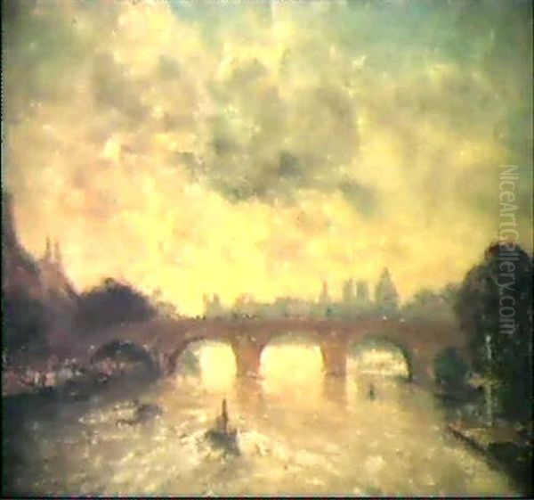 Paris. La Seine. Oil Painting by Frank Myers Boggs