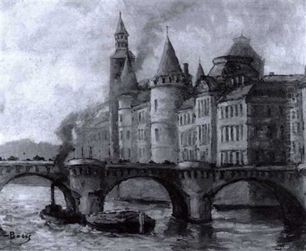 View Of The Seine Oil Painting by Frank Myers Boggs