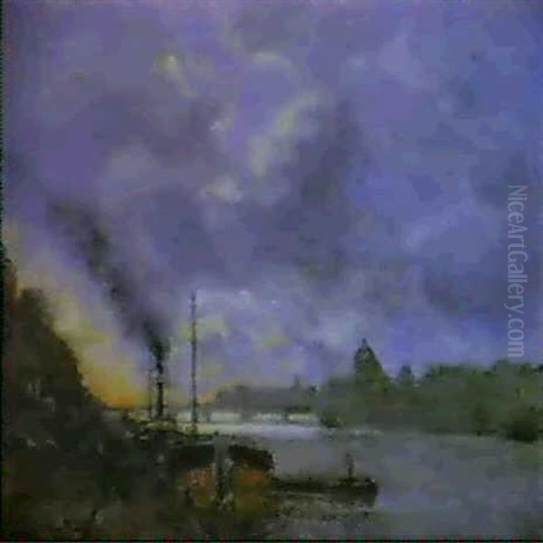 Quais De Seine A Paris Oil Painting by Frank Myers Boggs