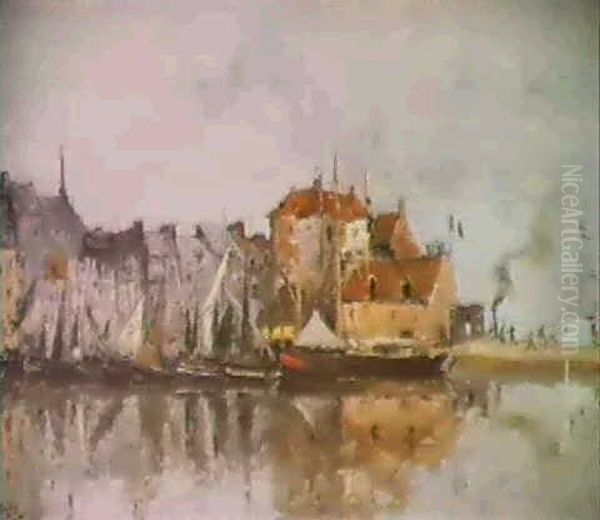 Bassin Et Lieutenance A Honfleur Oil Painting by Frank Myers Boggs