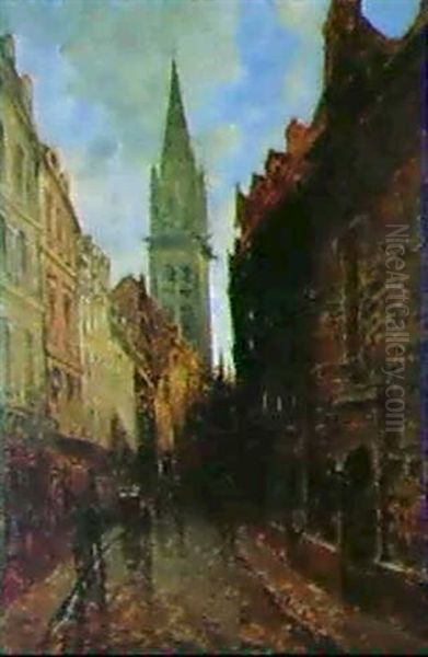 Rue De L'eglise A Caen Oil Painting by Frank Myers Boggs