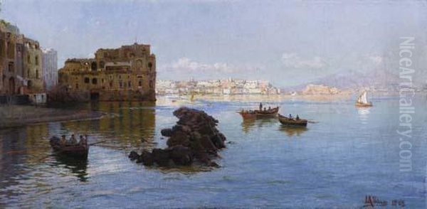 Napoli, Verso Palazzo Donn'anna Oil Painting by Luca Albino