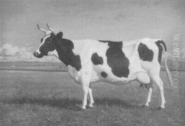 Cow Oil Painting by Carl Henrik Bogh