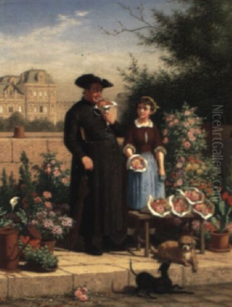 En Blomsterelsker I Paris Oil Painting by Carl Henrik Bogh