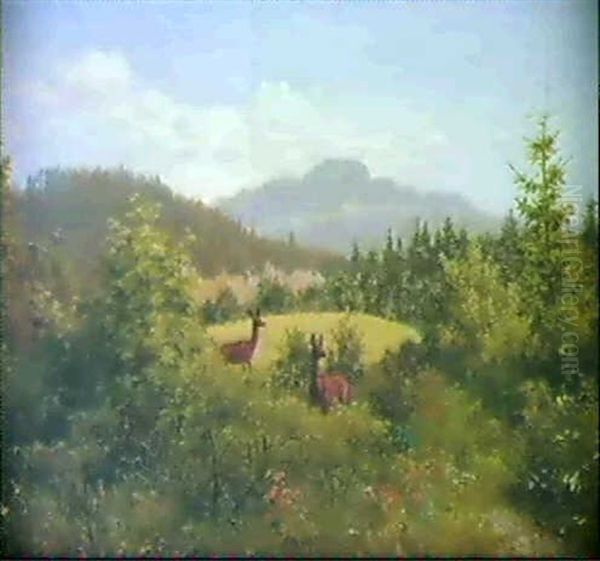 Radyr I Lanskab Oil Painting by Carl Henrik Bogh