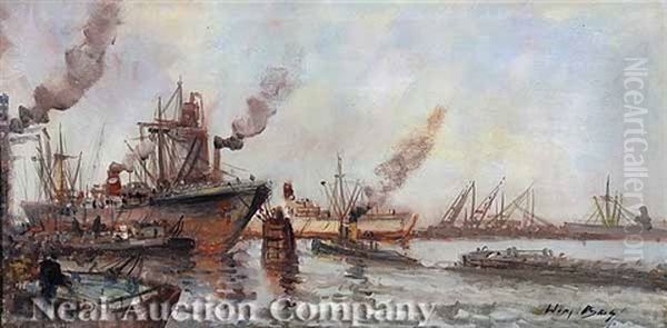 Harbor Scene Oil Painting by Elnar V. Boegh