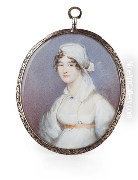 Miniature Portrait Of A Young Lady Oil Painting by John Bogle