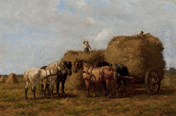 The Loading Of The Hay Oil Painting by Herman Bogman I