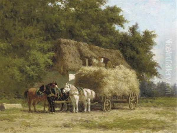 Loading The Haywagon Oil Painting by Herman Bogman I